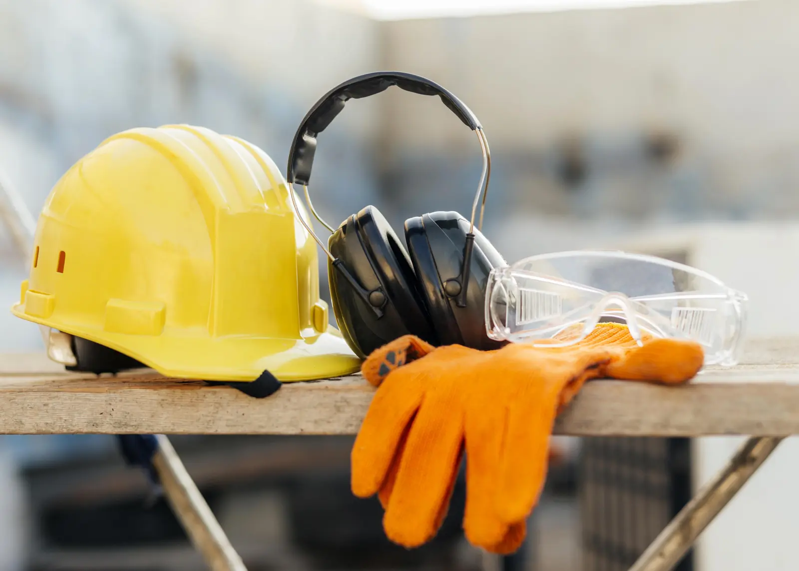 Equipo de protección personal: casco, protectores auditivos, lentes de seguridad y guantes — categorías del portafolio de Garimport